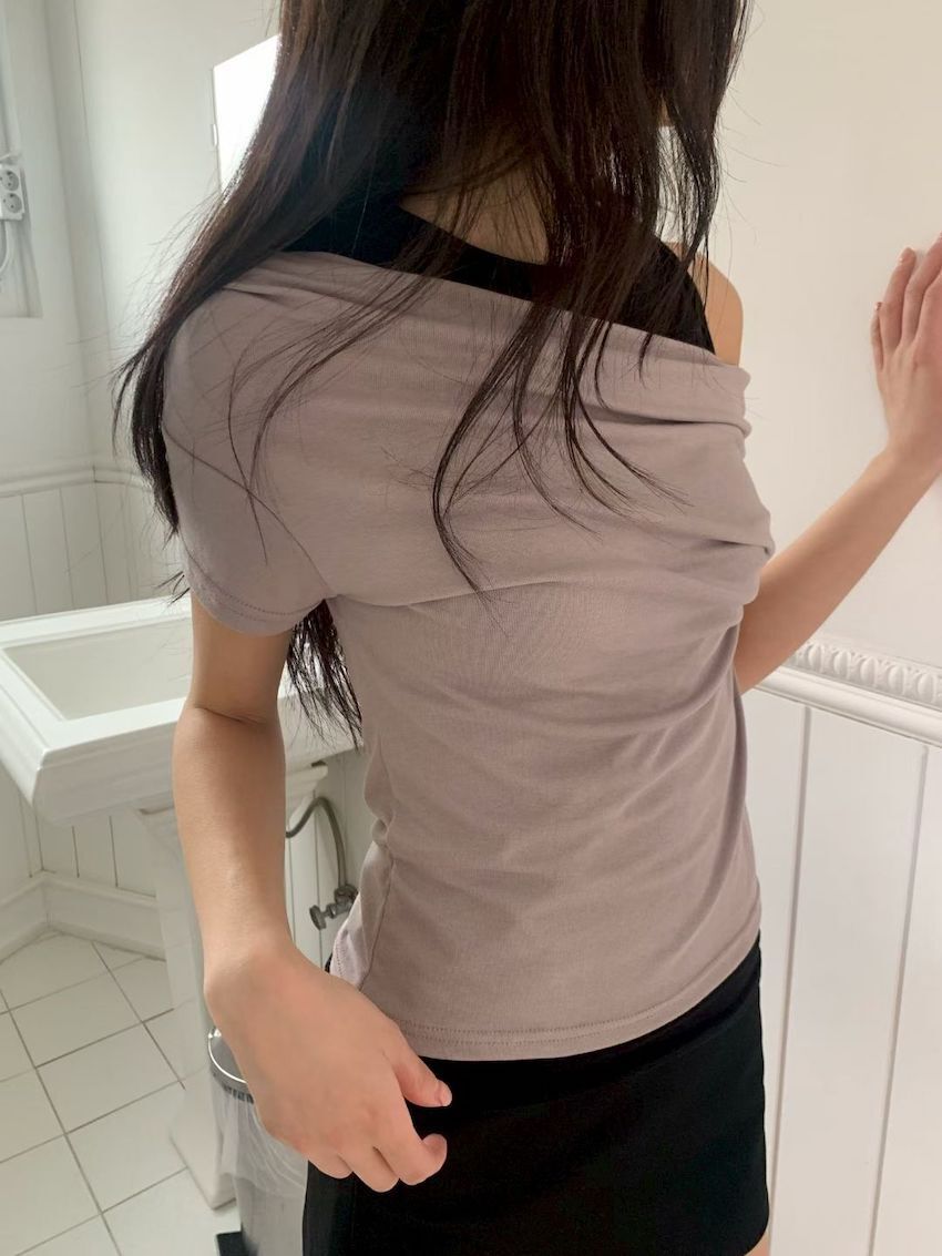 ruched draped faux layered waist top