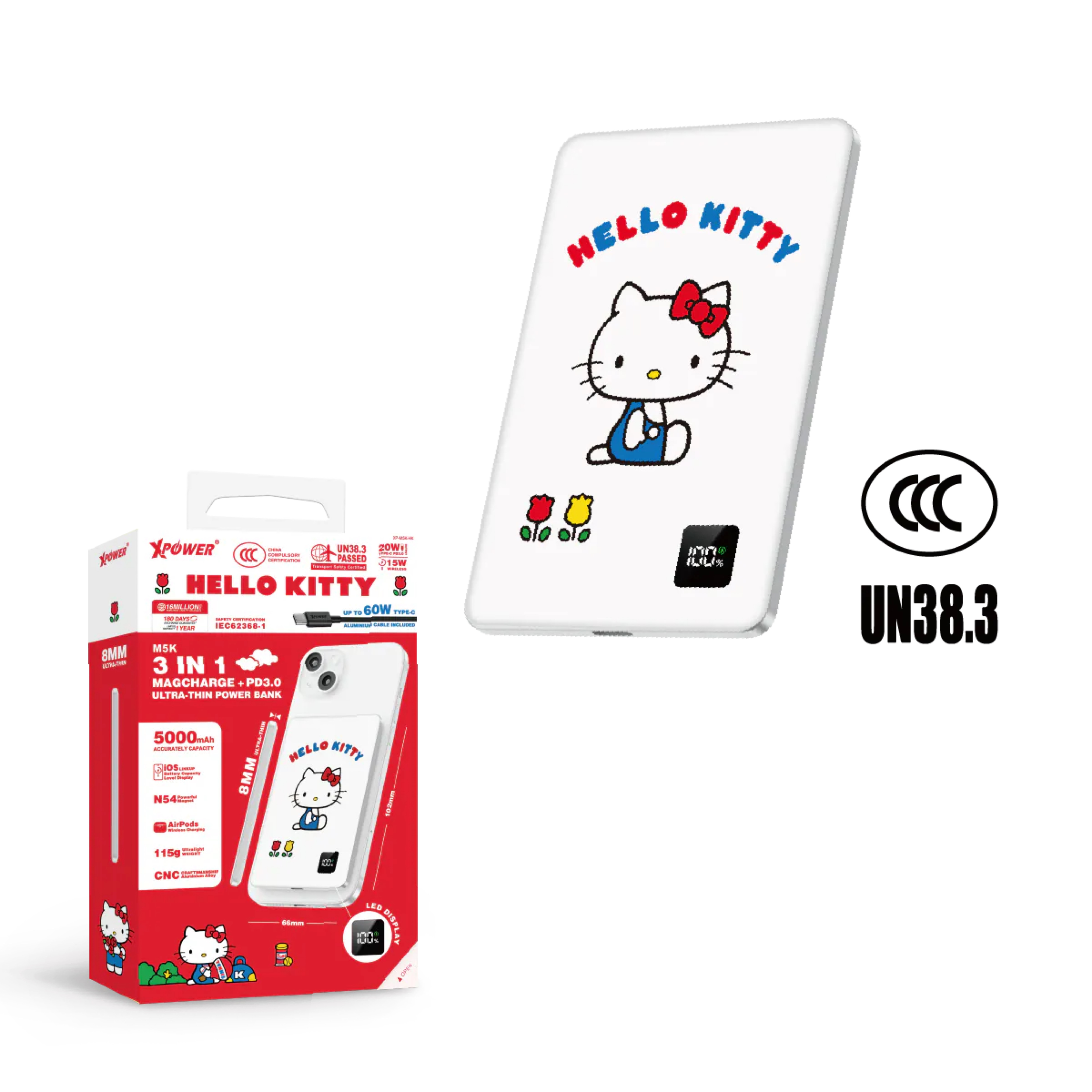 XPower x Sanrio Characters M5K 5000mAh 3合1 PD3.0 鋁合金磁吸移動電源 (CCC 認證可追溯二維碼)