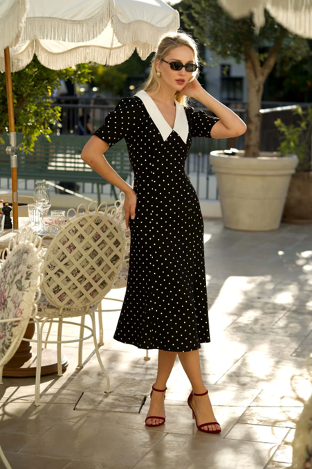 1GL0426-312 [GAALA] Gladys Polka Dot Dress Black (EU)