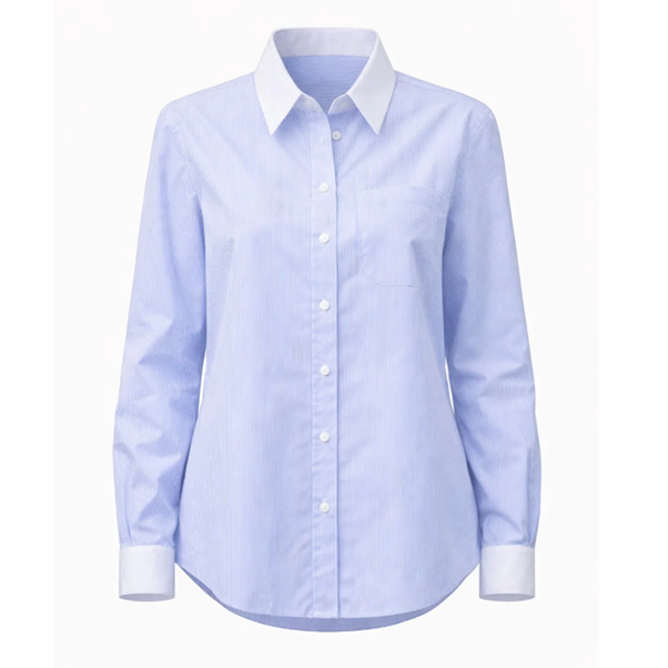 1GL0426-214 [GAALA] May Cotton Shirt Blue Stripes (EU)