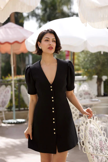 1GL0426-211 [GAALA] Matilda Cotton Tweed Dress Black (EU)