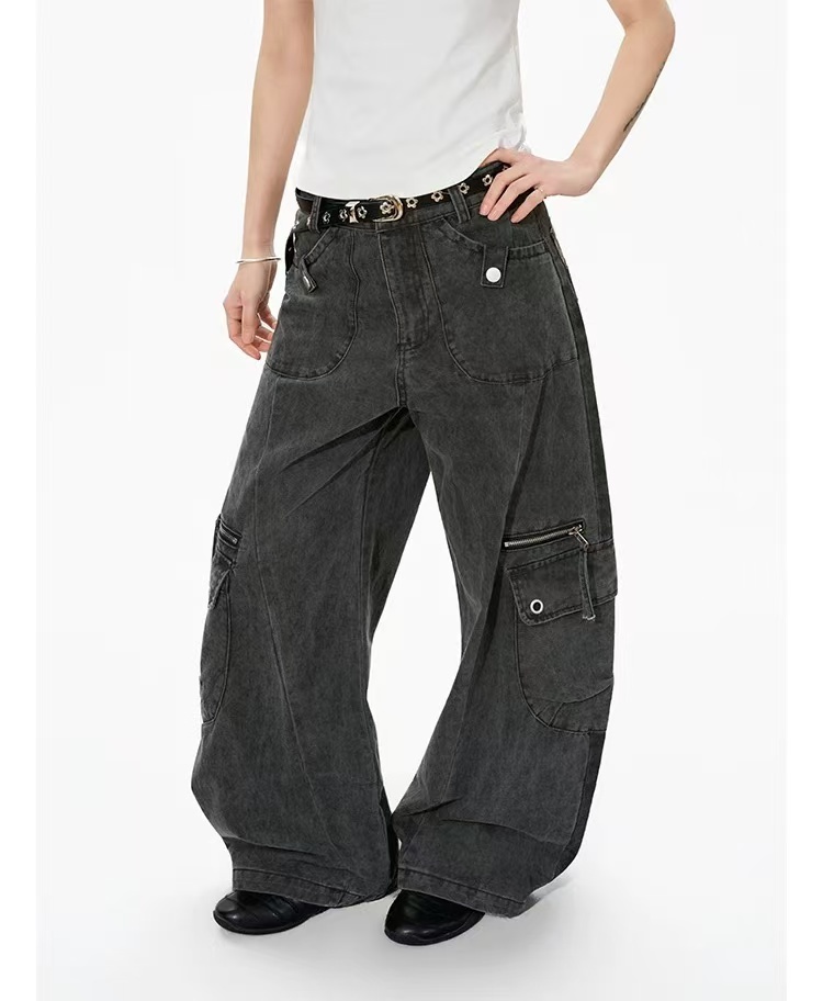 《S.V》多口袋結構拼接工裝彎刀褲