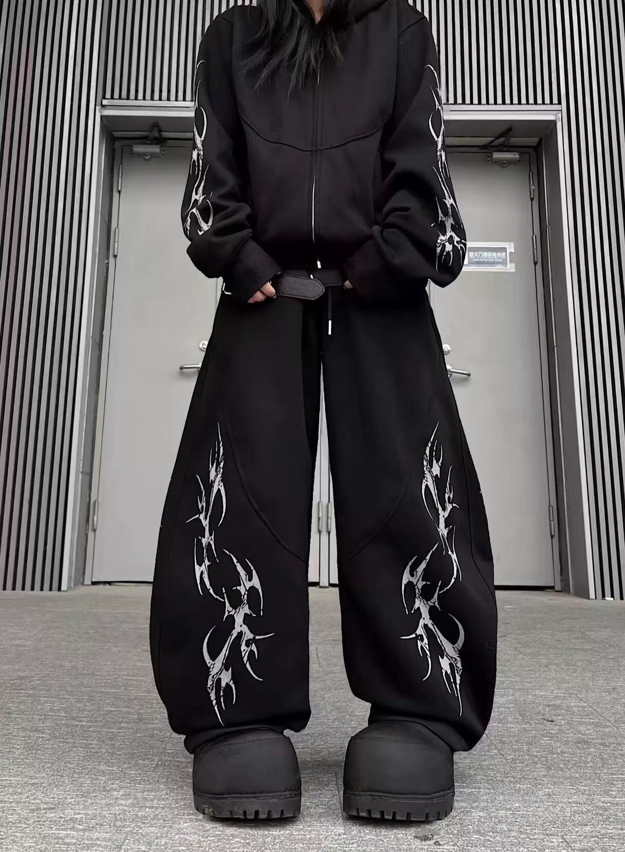 《S.V》裂紋荊棘重磅彎刀棉褲