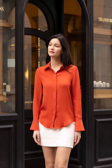 1GL0426-204 [GAALA] Marley Silk Blouse Red Orange (EU)