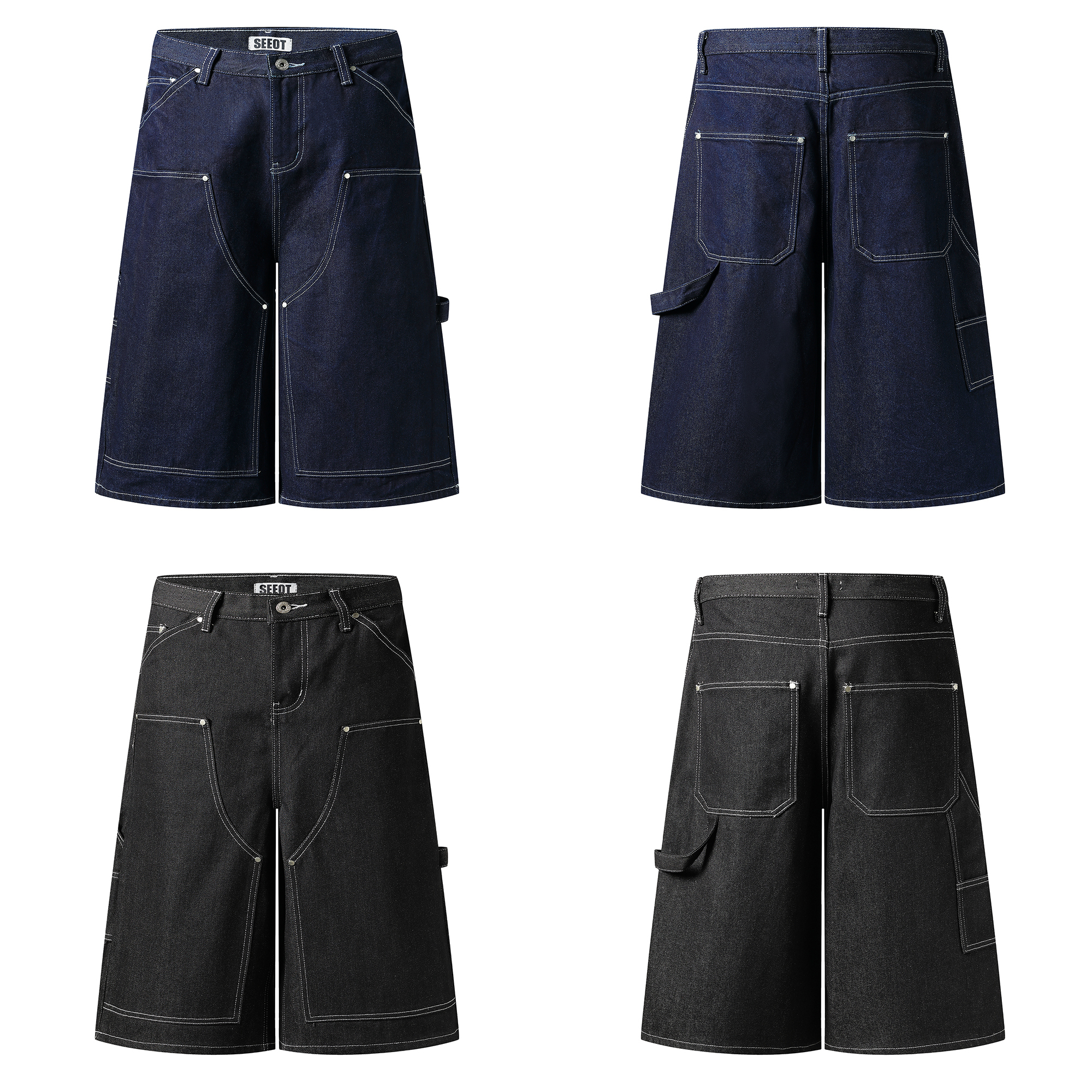 《S.V》單寧鉚釘畫家七分褲