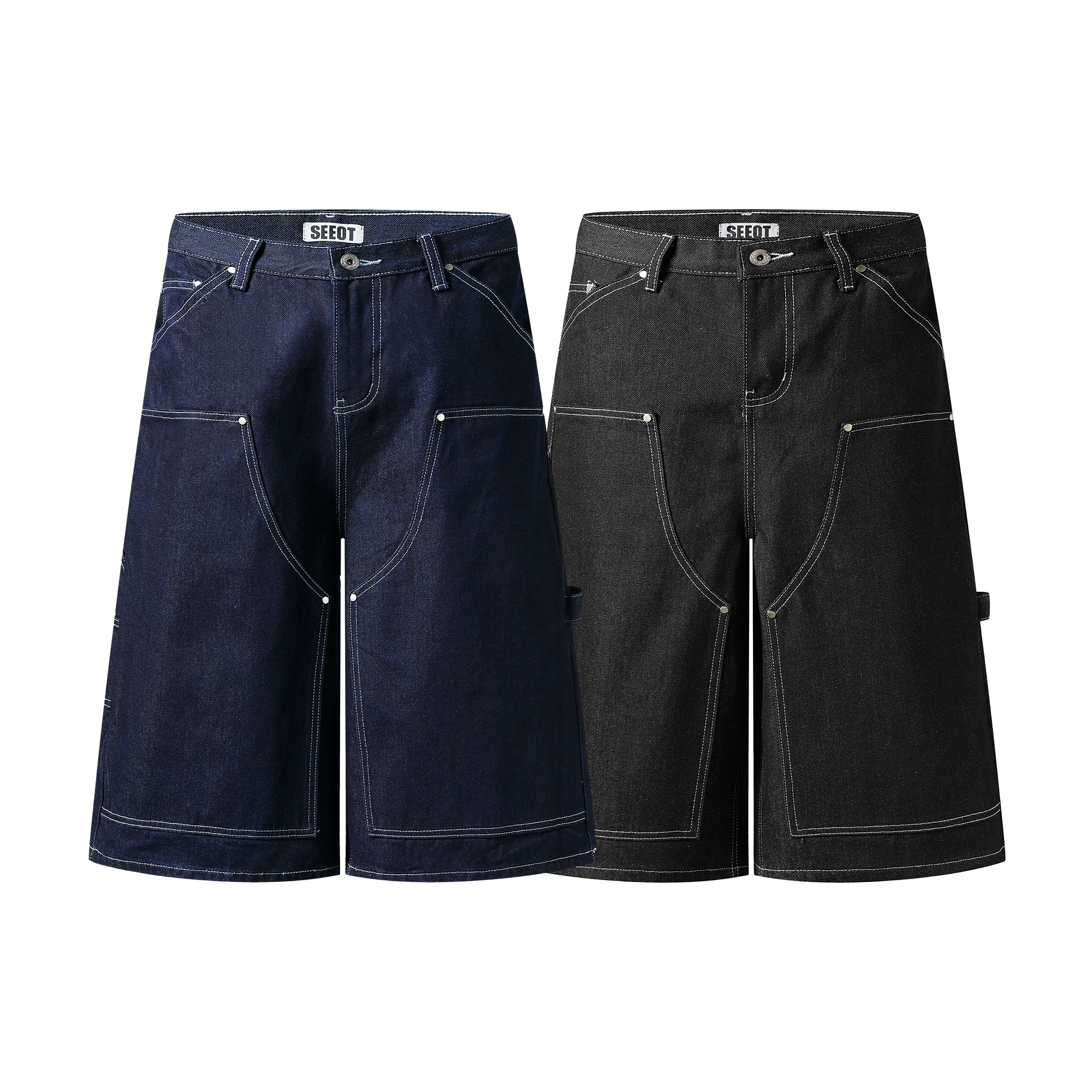 《S.V》單寧鉚釘畫家七分褲