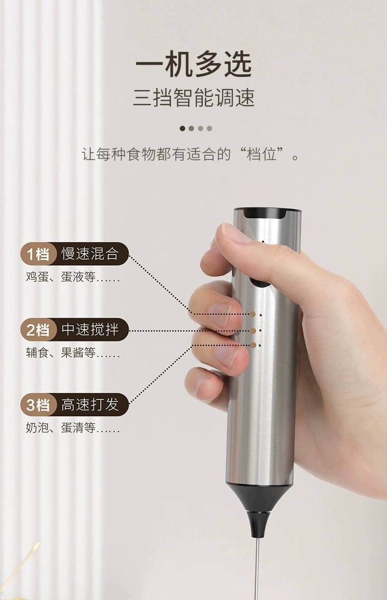 【 5/1收單 】抹茶團 多功能3檔攪拌奶泡器（type c 充電）