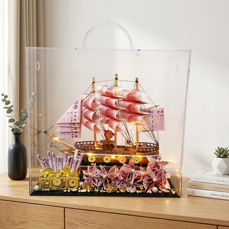 帆船鈔票,開幕送禮推薦,手工有錢花金錢船,店面招財擺飾首選,客製化鈔票花禮盒,一帆風順創意禮品