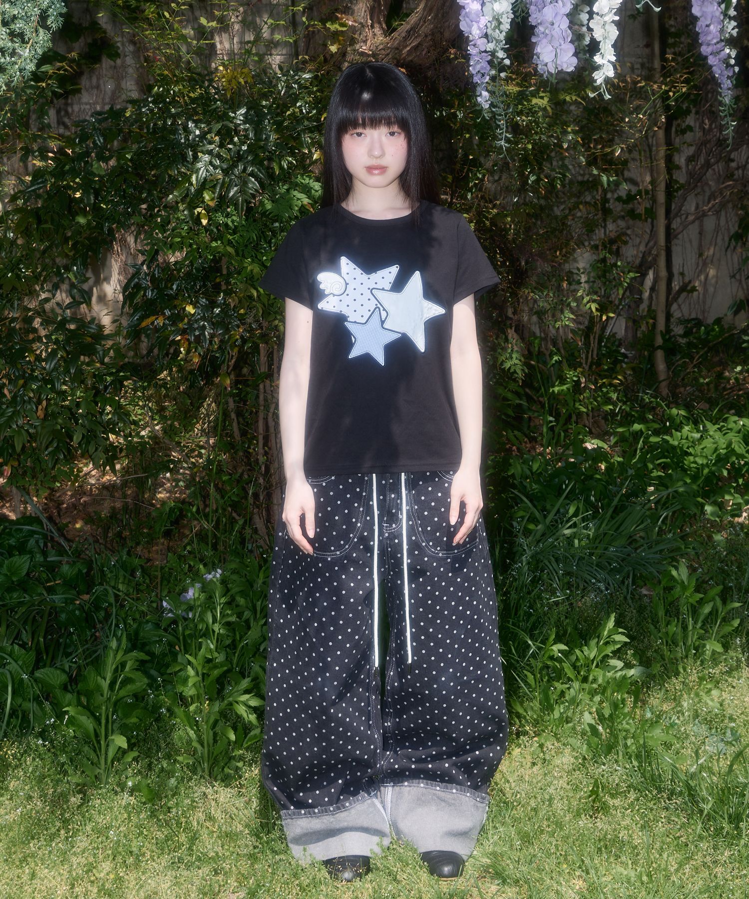 FANCY CLUB 混星天使貼片上衣 黑色 F25QB117BK