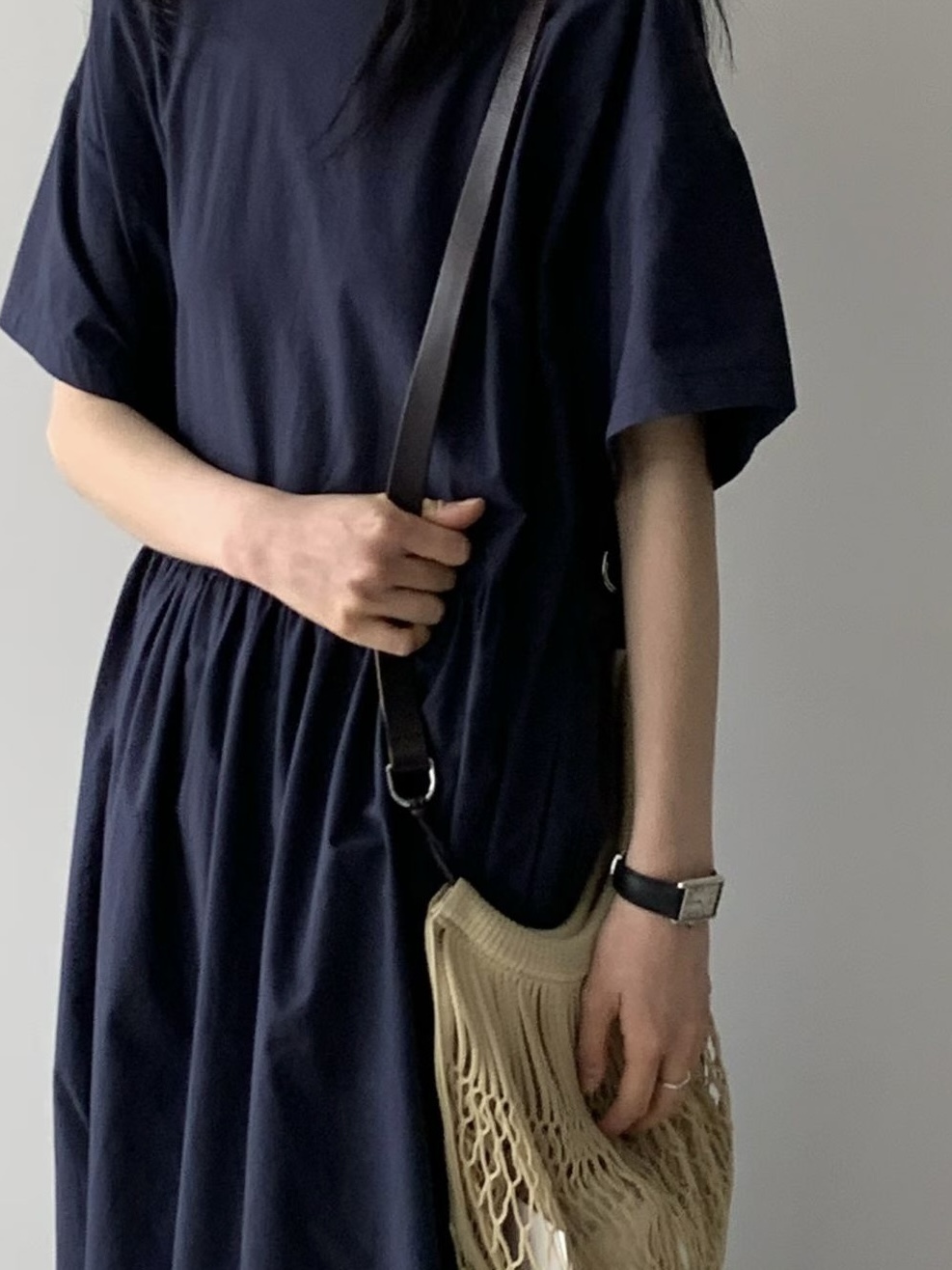 一起野餐去的有口袋洋裝/2色均碼/深藍