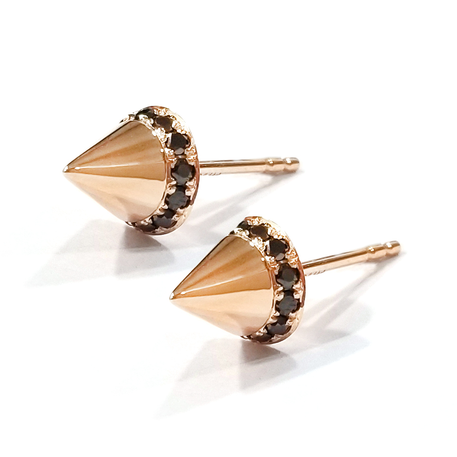 18K玫瑰金黑鑽耳環