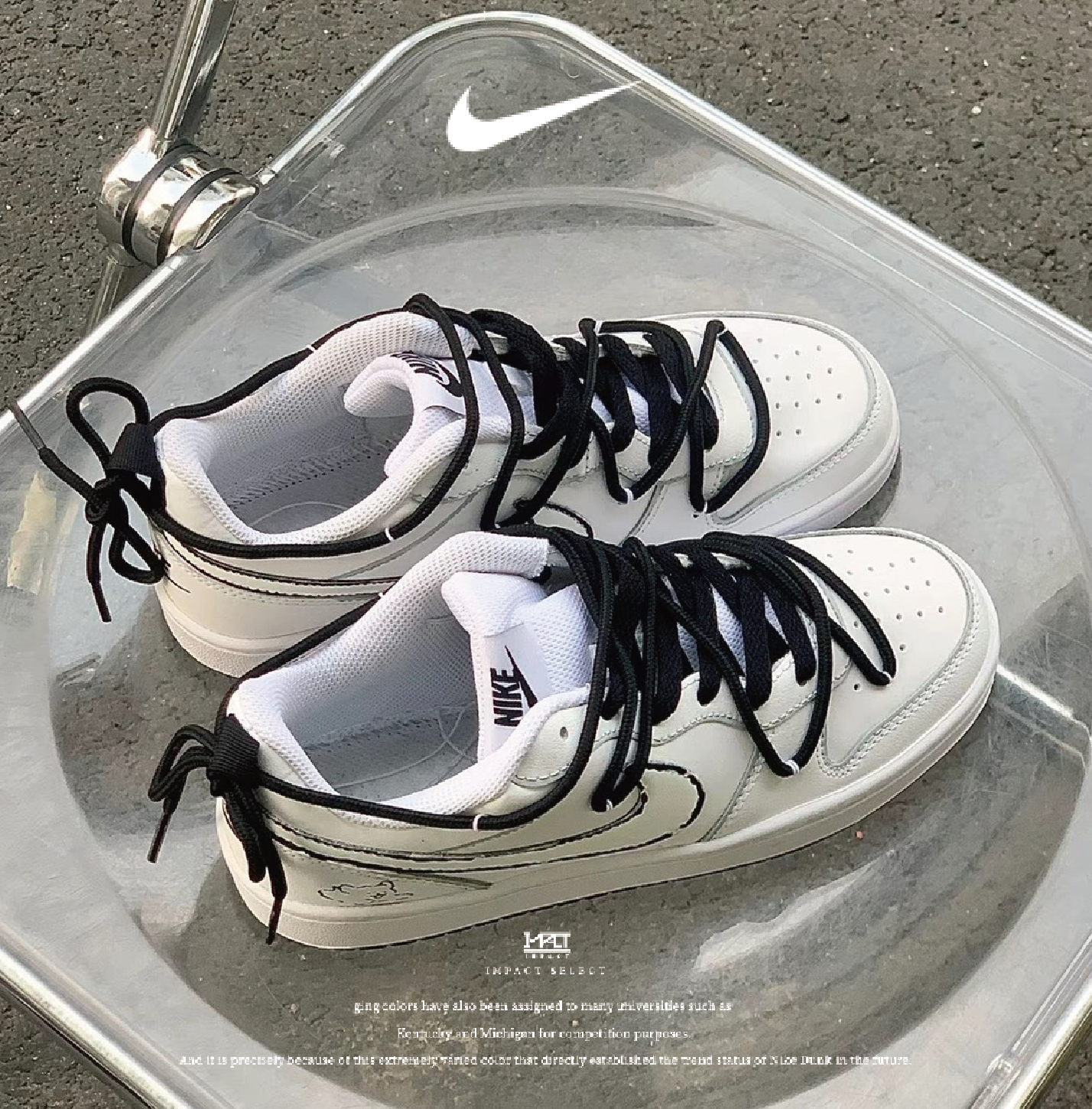【訂製款】Nike Court Borough 線條小狗 線條 狗狗 黑白