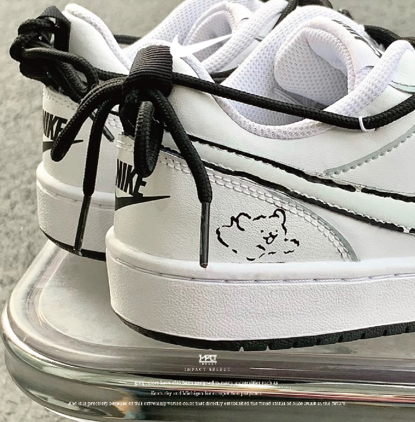 【訂製款】Nike Court Borough 線條小狗 線條 狗狗 黑白