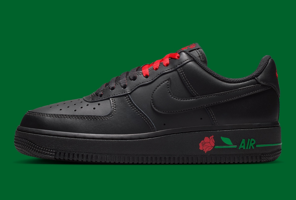 【預訂】 NIKE AIR FORCE 1 07 SE 全黑紅玫瑰花-WOMEN