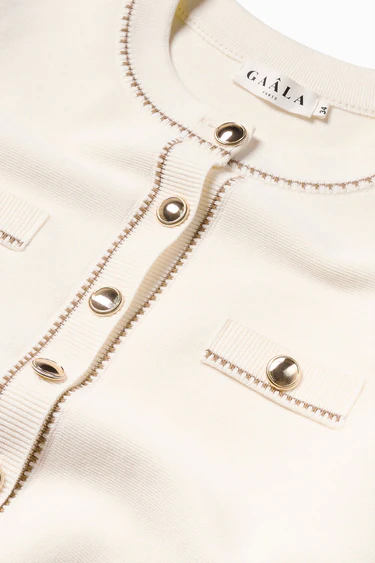 1GL0426-170 [GAALA] Lillian Short Cardigan Cream With Beige (EU)