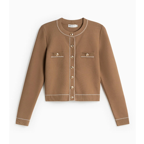 1GL0426-169 [GAALA] Lillian Short Cardigan Beige With Cream (EU)