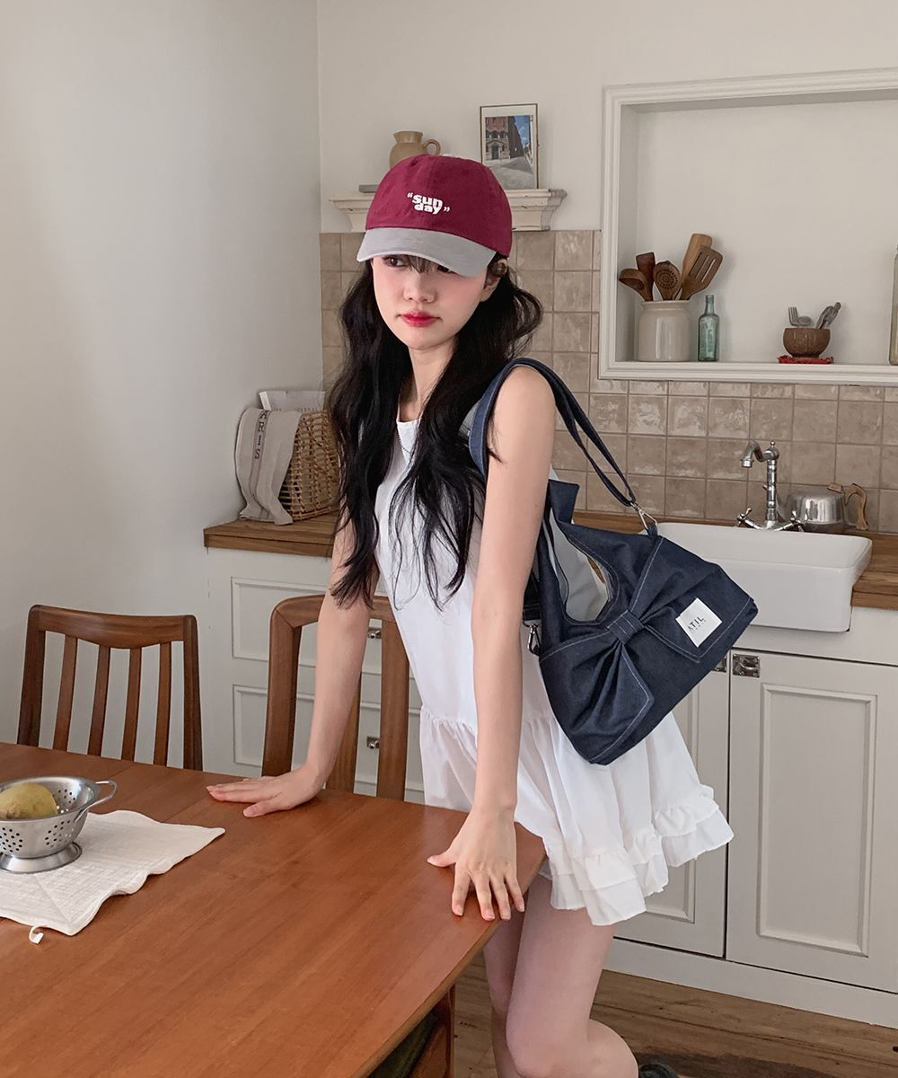 ATIL STUDIO 牛仔 Dewey 迷你蝴蝶結圓點肩背斜背包 [藍色] ATB062_BL