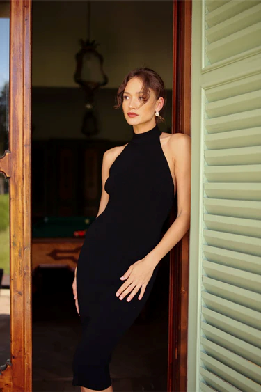 1GL0426-144 [GAALA] Julia Halter Knit Dress Black (EU)