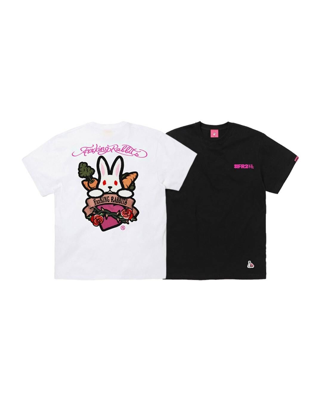 【#FR2梅】 Rabbit Holding Heart T-shirt 紅蘿蔔玫瑰刺繡TEE