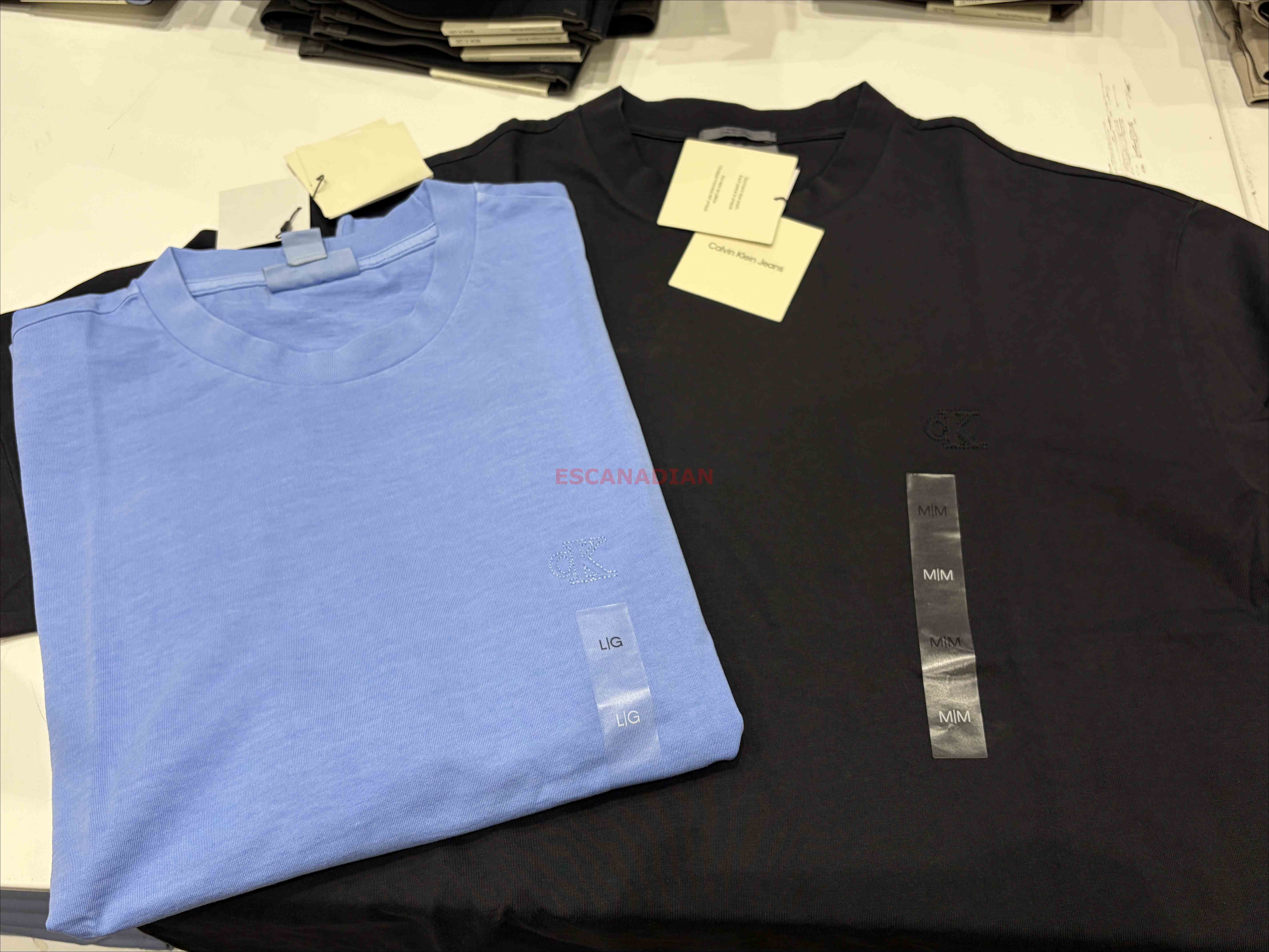 CK 男大人 硬挺厚磅 刺繡小字樣 寬版 短TEE (2色)