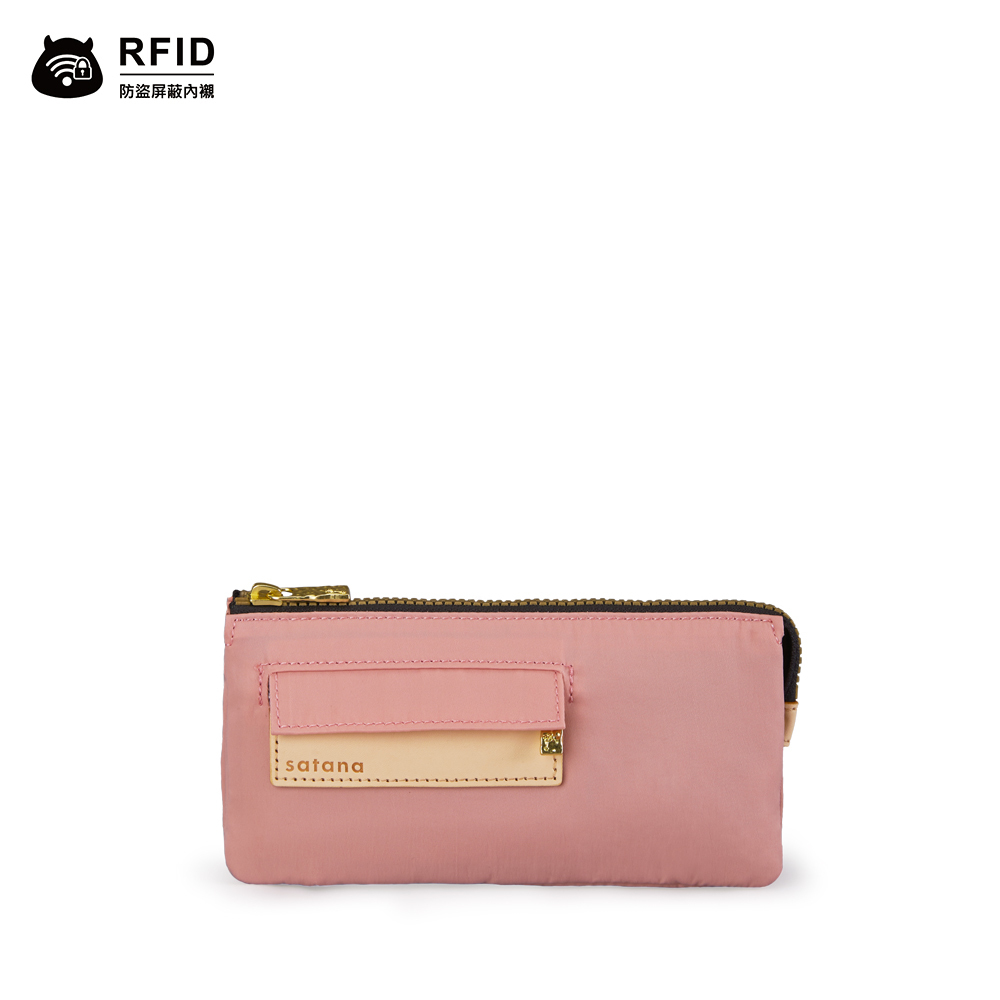 Soldier 多夾層拉鍊長夾-霧櫻粉