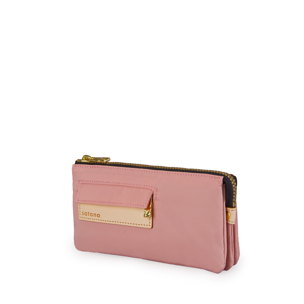 Soldier 多夾層拉鍊長夾-霧櫻粉