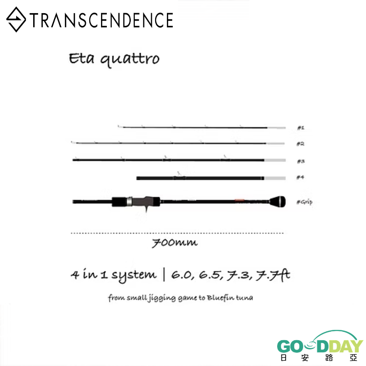 TRANSCENDENCE ETA QUATTRO 可變節旅行竿、慢鐵竿