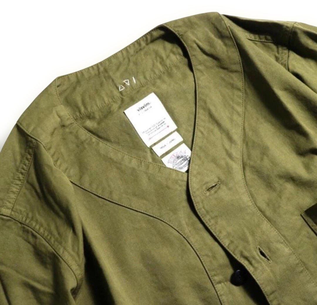 VISVIM FREE EDGE SHIRT L/S GIZA COTTON (( USED A )) 中古美品 - OLIVE SIZE 2 PRE ORDER ITEM (預訂中)