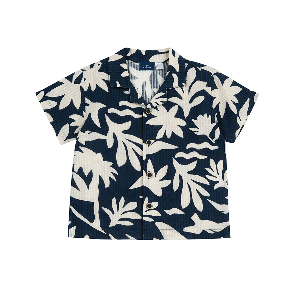 沙漠世界-滿版棕欖短袖襯衫