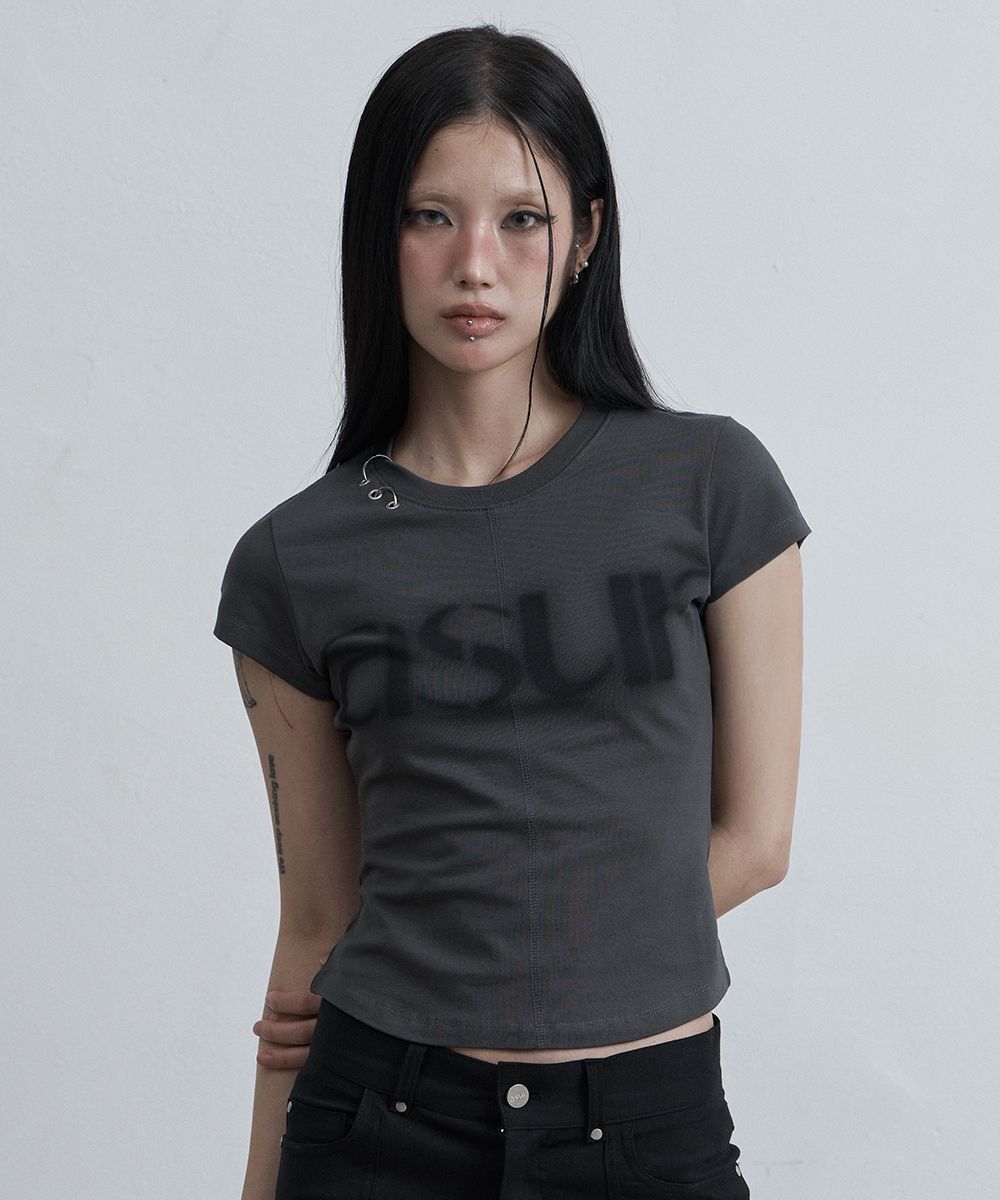 AS YOU ARE 鏤空剪裁小袖上衣 炭灰 AS26SMTOP13CH