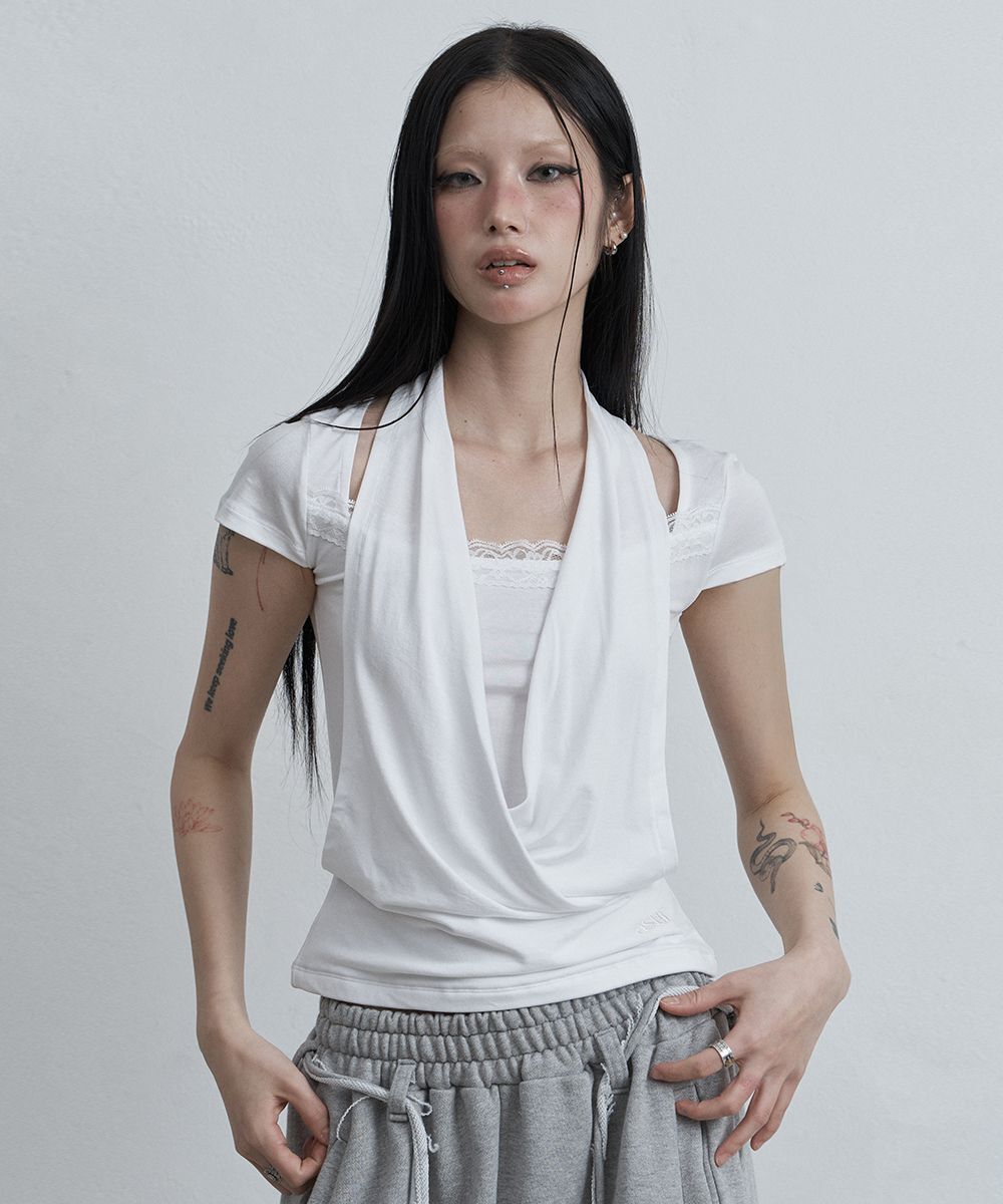 AS YOU ARE 蕾絲堆堆領上衣 白色 AS26SMTOP15WH