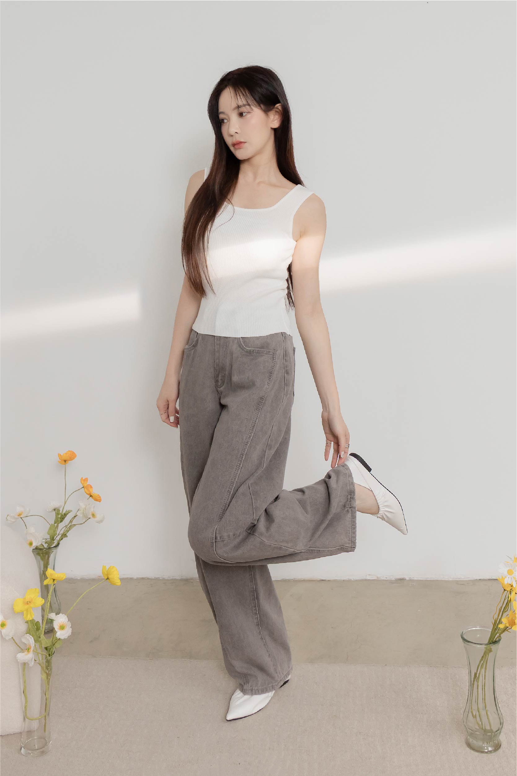 不收邊彈力針織背心