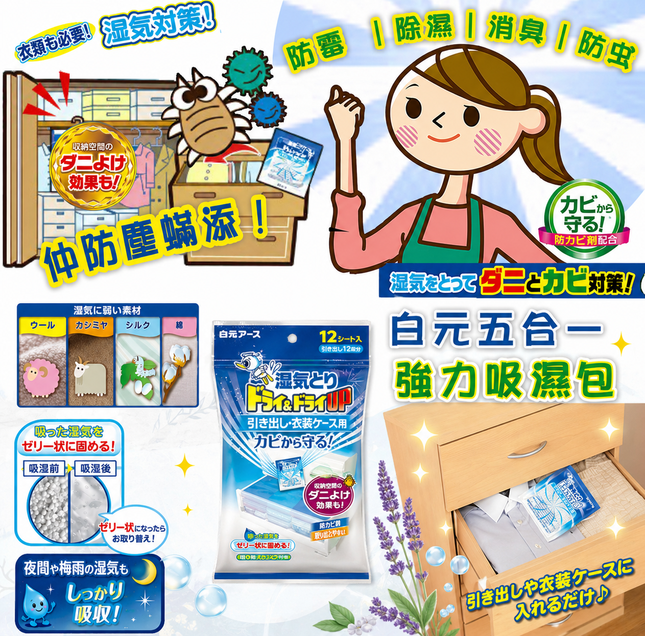 日本白元五合一強力吸濕包-原味