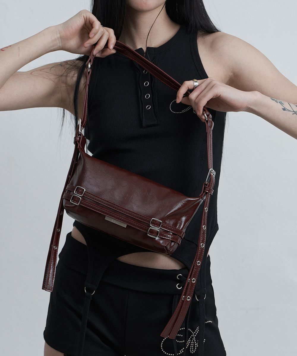 AS YOU ARE 束帶迷你斜背包 酒紅色 AS26SMBAG01BD