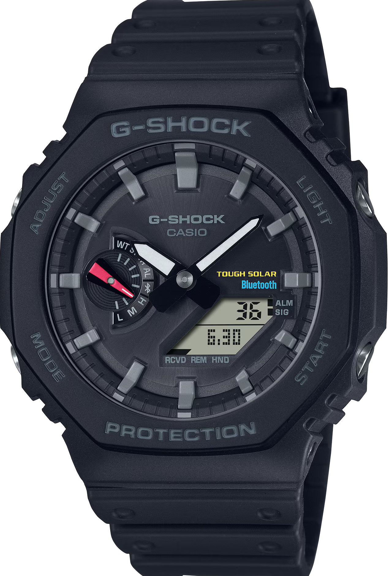 萬年鐘錶 - G-SHOCK  太陽能藍芽智慧型八角錶殼電子錶 GA-B2100-1A 錶徑 : 45.4 mm