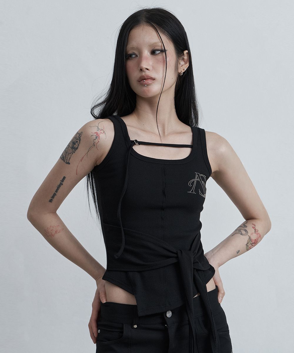 AS YOU ARE 綁帶無袖上衣 黑色 AS26SMTOP10BK