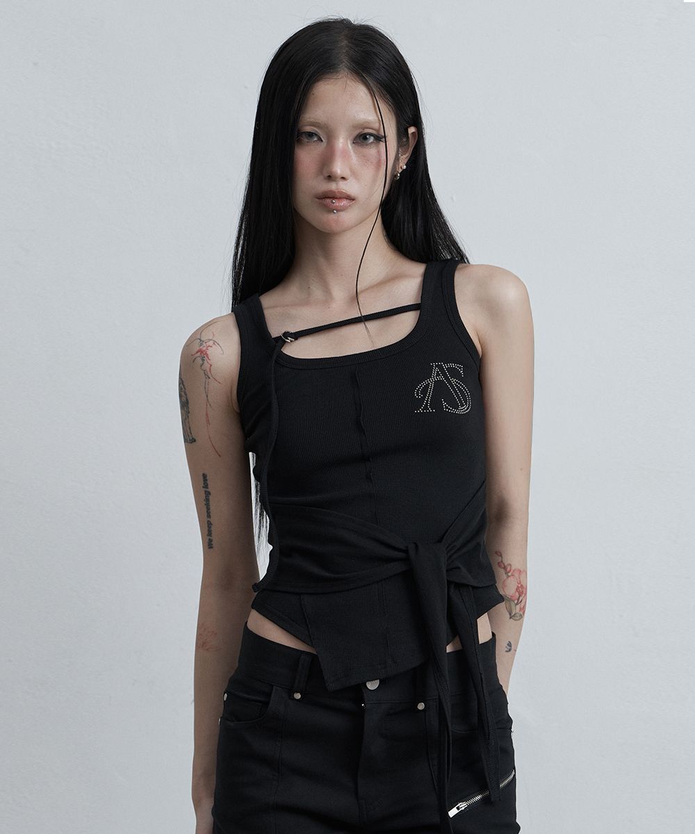 AS YOU ARE 綁帶無袖上衣 黑色 AS26SMTOP10BK