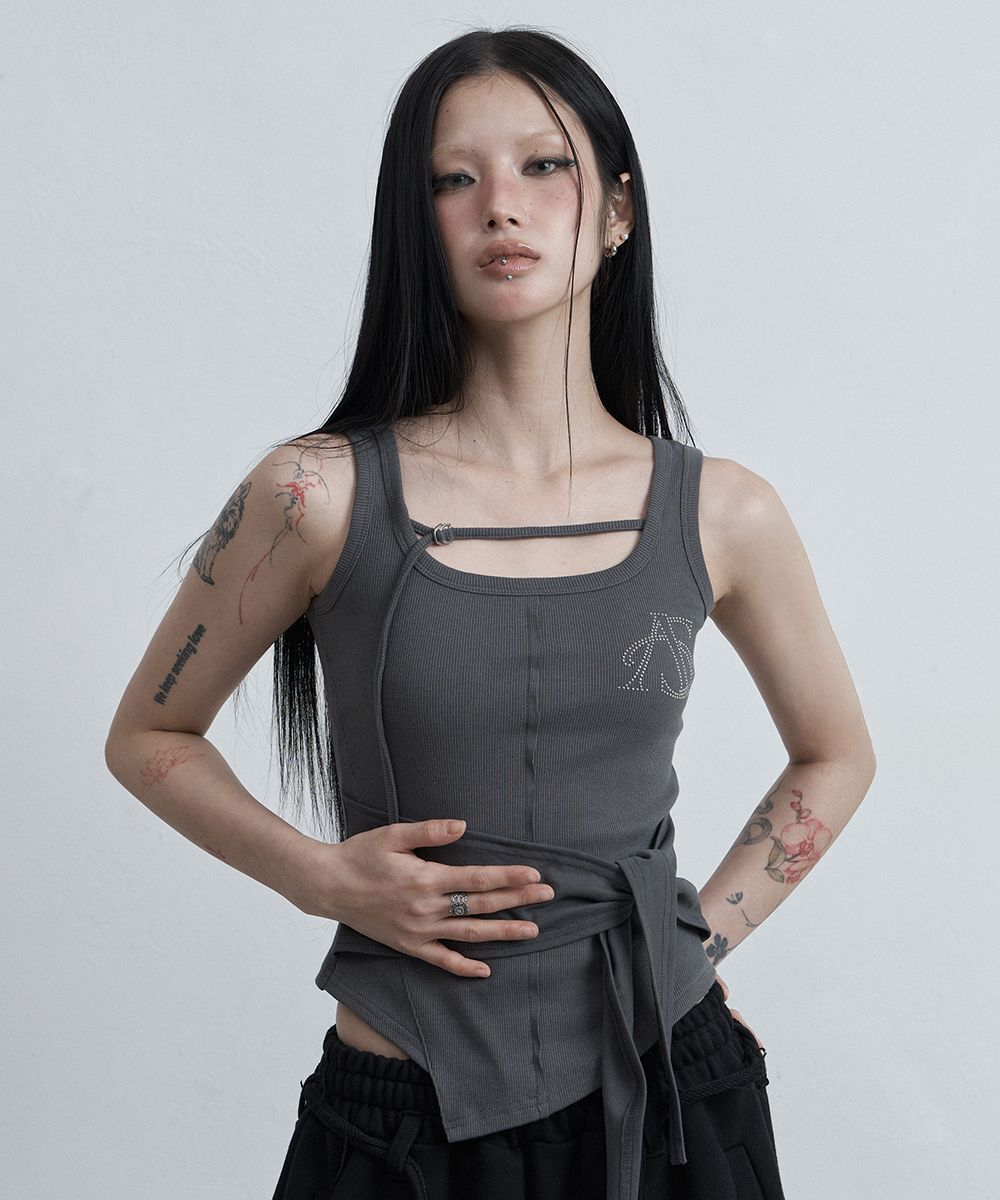 AS YOU ARE 綁帶無袖背心 炭灰色 AS26SMTOP10CH