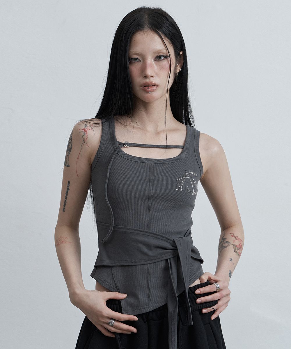 AS YOU ARE 綁帶無袖背心 炭灰色 AS26SMTOP10CH