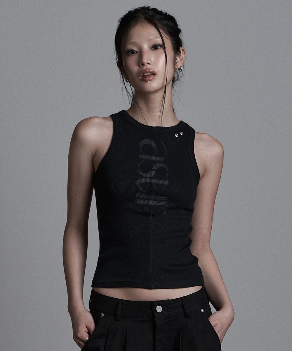 AS YOU ARE 縫製翻轉Logo 無袖上衣 黑色 AS26SPTOP05BK