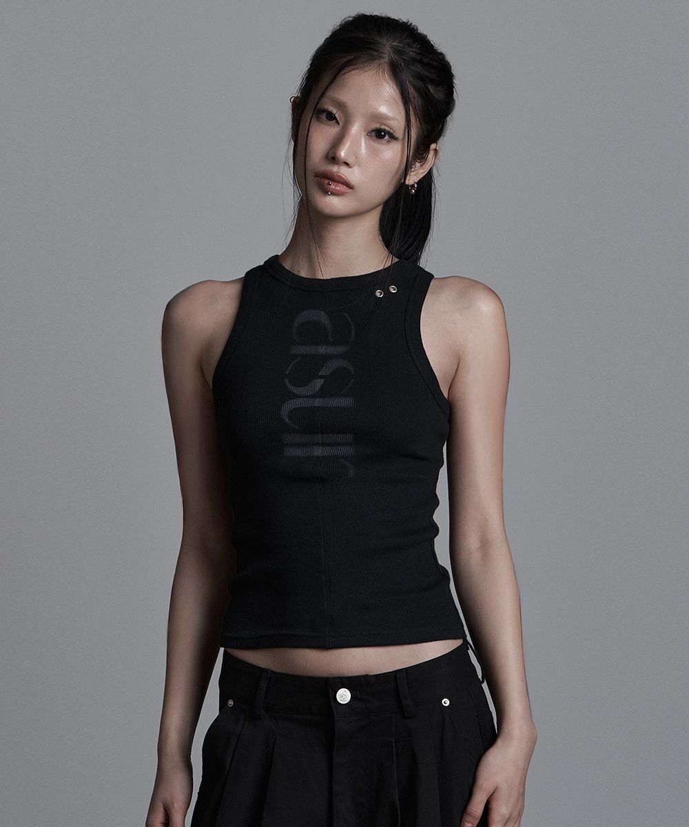 AS YOU ARE 縫製翻轉Logo 無袖上衣 黑色 AS26SPTOP05BK