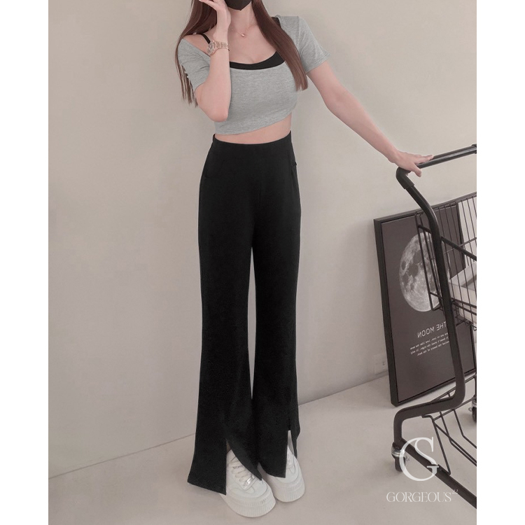 G9825 「麻糬防曬開衩長褲」