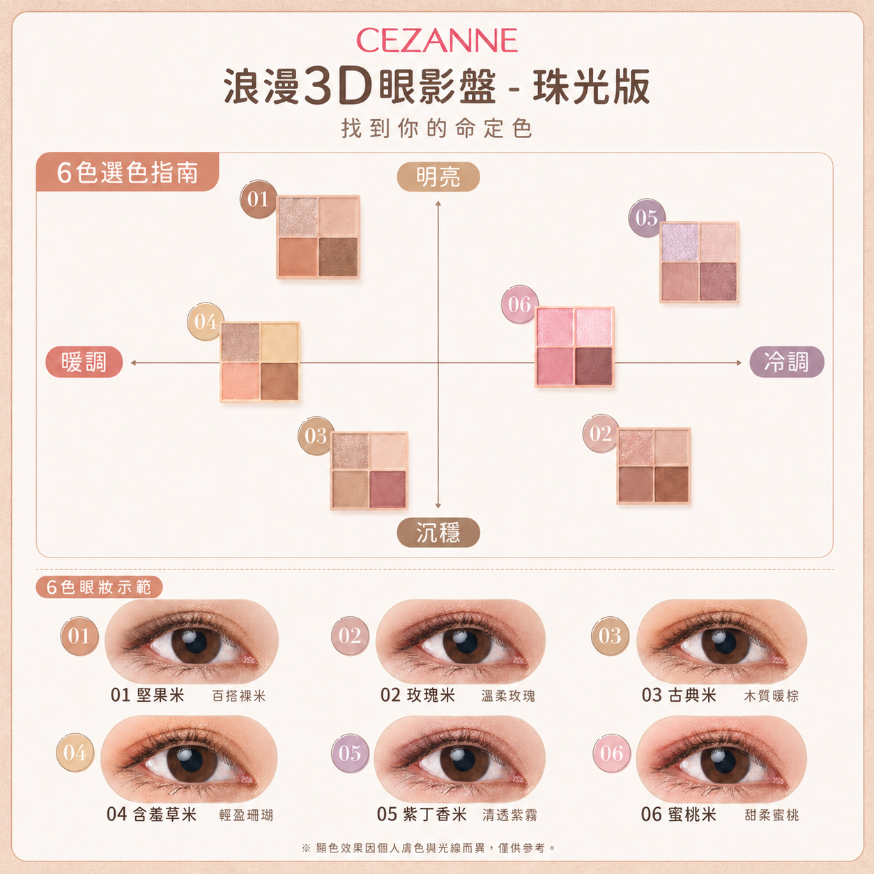 限量現貨 | CEZANNE 浪漫3D眼影盤 - 珠光版
