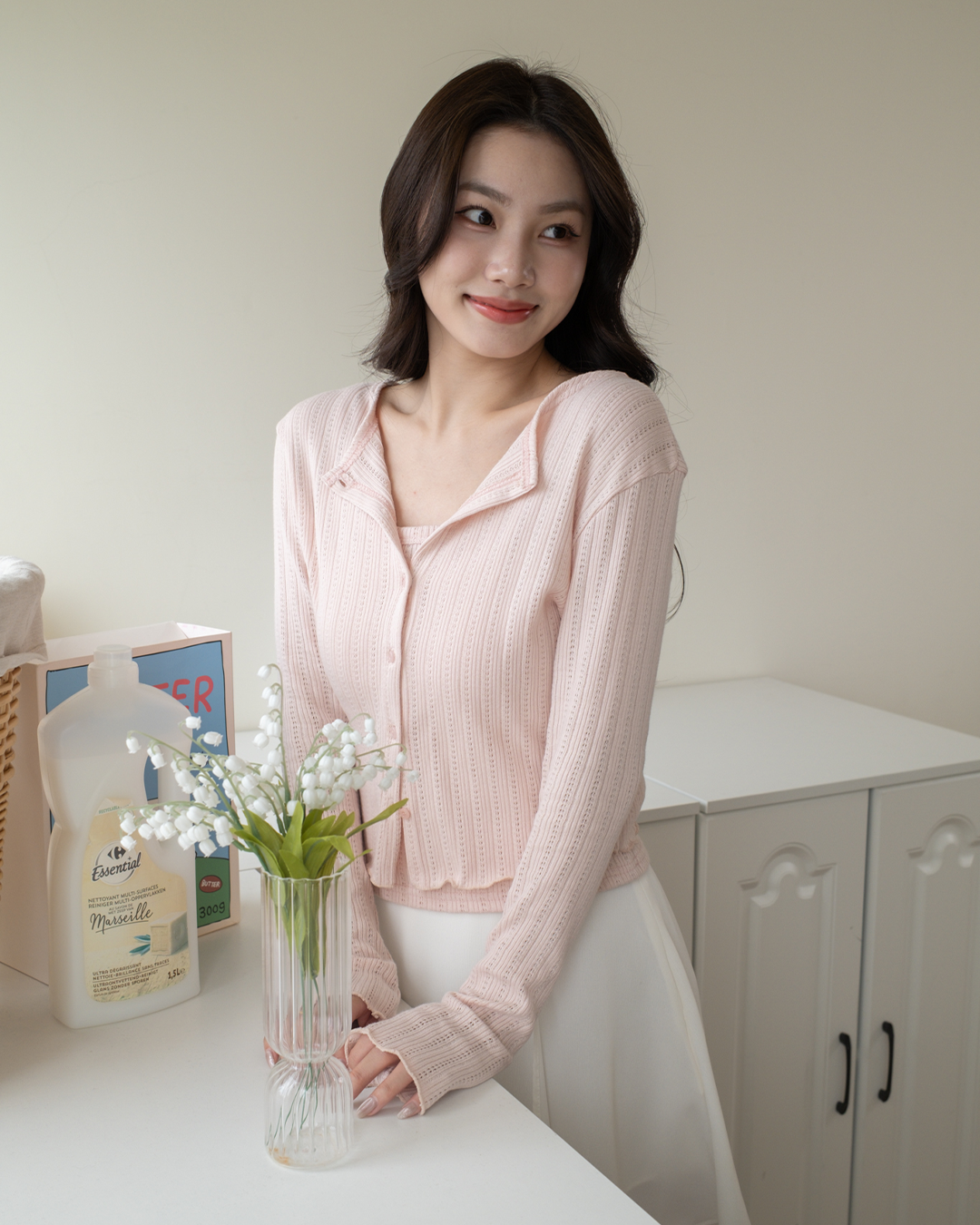 Nina甜感鏤空背心罩衫set ( 3 colors)