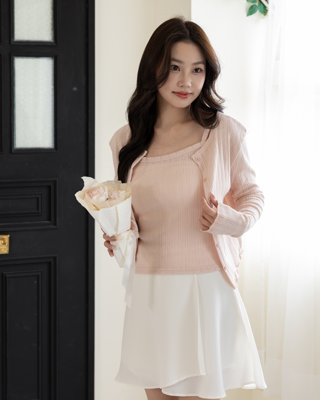 Nina甜感鏤空背心罩衫set ( 3 colors)