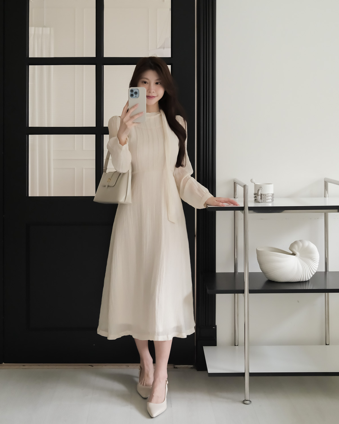 Mellow輕柔綁帶雪紡洋裝 ( 2 colors )