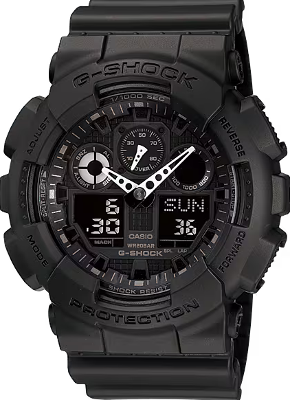 萬年鐘錶 - G-SHOCK  大錶徑率性運動電子錶 GA-100-1A1 錶徑 : 51.2 mm