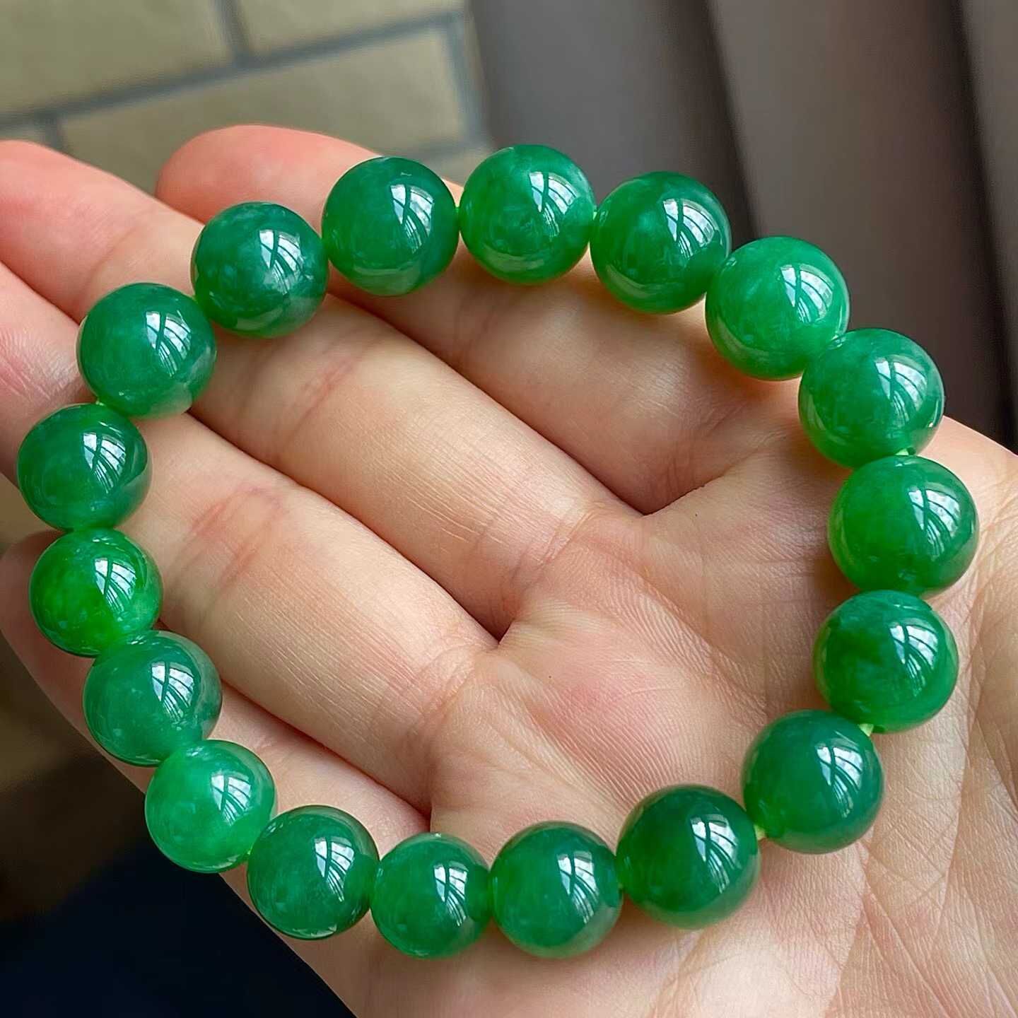 翡翠冰辣綠手串 (10mm直徑),天然翡翠A玉, 緬甸玉, Jade, Jadeite