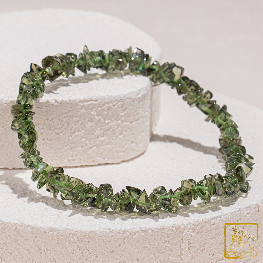 捷克綠玻隕石-捷克隕石手鍊 7~8mm 隨形手串