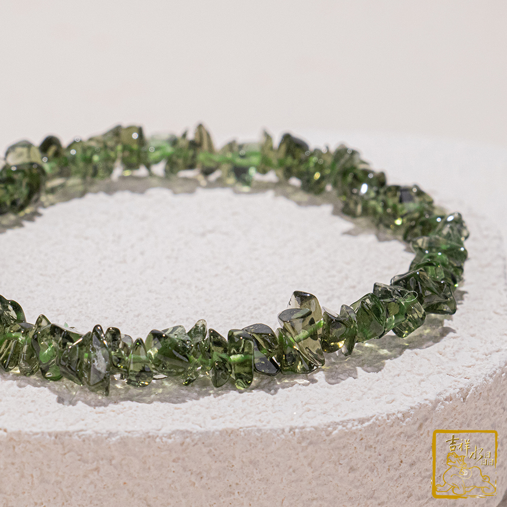 捷克綠玻隕石-捷克隕石手鍊 7~8mm 隨形手串